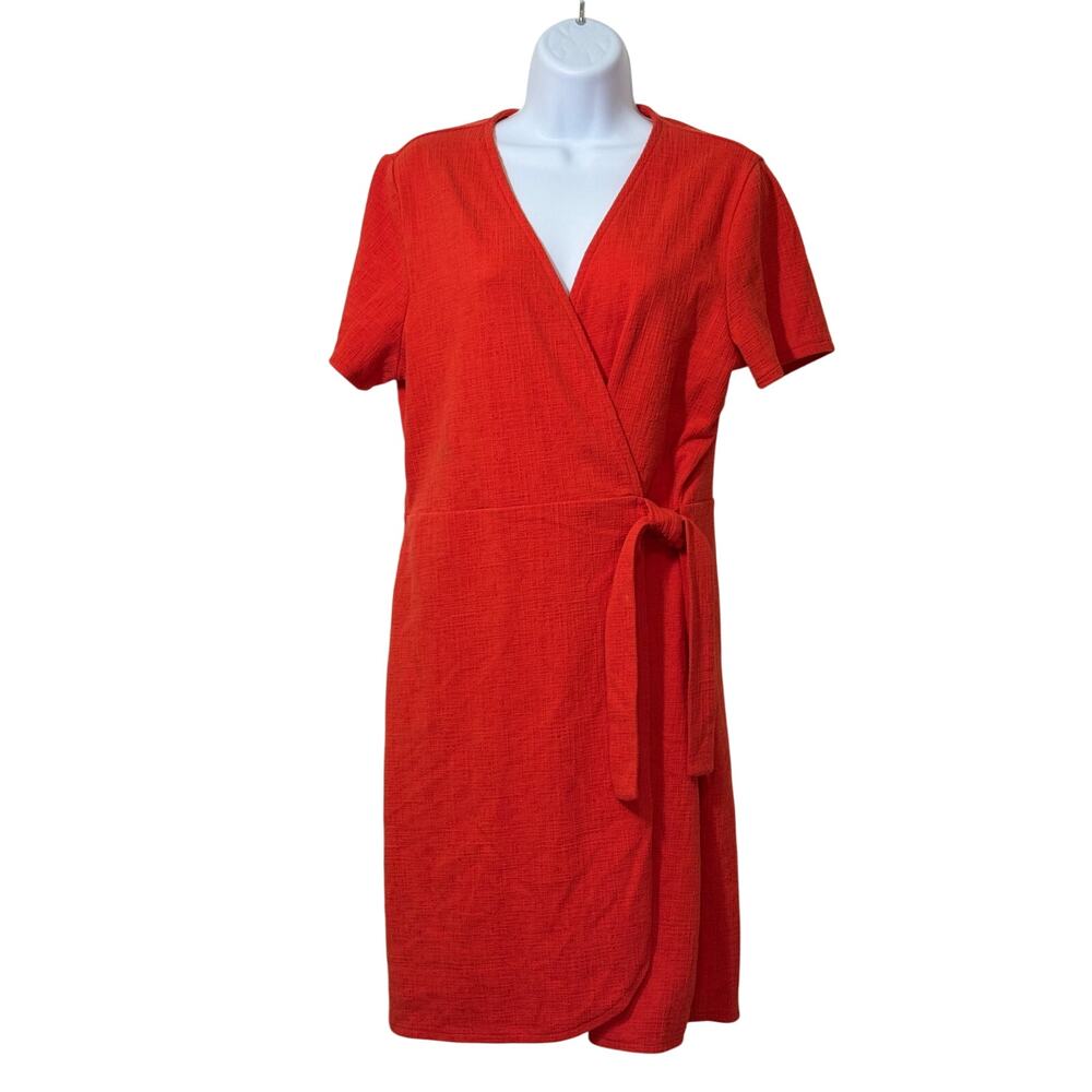 J.Crew Red Wrap Dress Size Large Cotton Blend Summer Casual Capsule